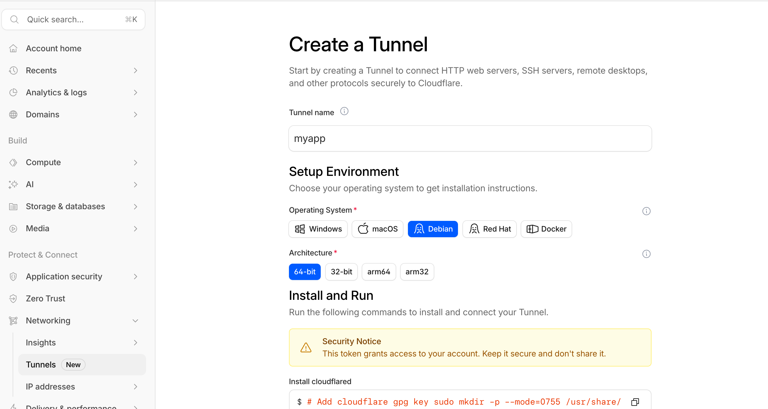 Tunnel dashboard